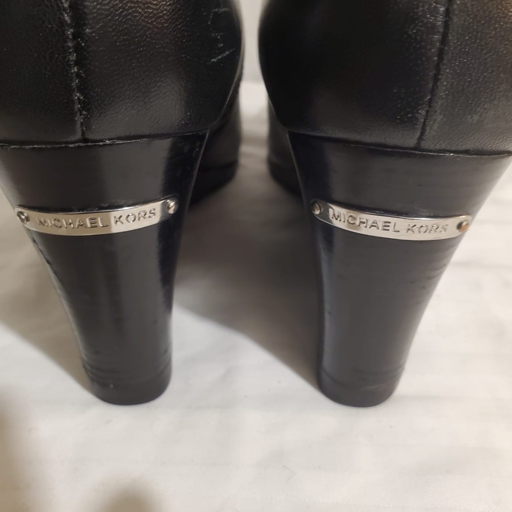 Women Black Michael Kors Ankle Wedge Boots - Picture 2 of 3